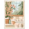 Hermosa ilustración de un baño con plantas y flores en la ventana, estilo artístico digital de Digiart Studio.
