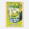 Refresco de mojito con limón, hierbabuena y hielo, estilo acuarela.