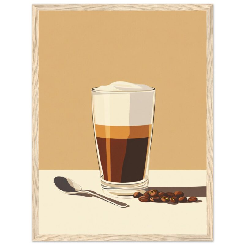 Bebida de café con crema en vaso de vidrio, ilustración digital artística.
