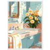 056000ba-60a6-470d-a08c-29e28e684260.jpg Jarrón con flores en el lavabo, ambiente de baño luminoso y decorativo, estilo artístico digital de diseño interior.