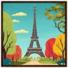 Torre Eiffel en ilustración colorida con árboles otoñales y cielo azul, estilo artístico para diseño digital en Digiart Studio.