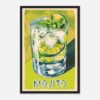 Refresco de mojito con limón, hierbabuena y hielo en vaso. Ilustración de estilo watercolor para decoración moderna.
