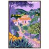 Paisaje de naturaleza con casas y jardines en estilo artístico colorido y vibrante, inspirado en arte digital y pintura contemporánea.