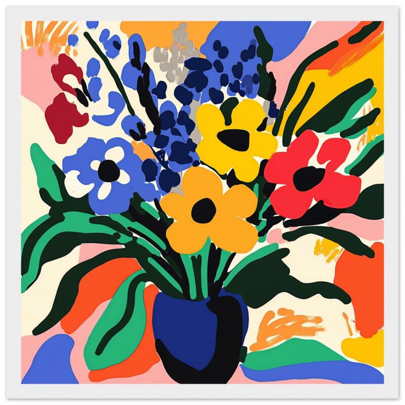 11993d35-8551-42cd-a660-7f000cf8b51a.jpg Florero con ramo de flores coloridas, arte digital estilo pop art, vibrante y llamativo, diseño creativo de Digiart Studio.