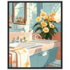 172278f8-0c77-4d4d-a57c-4b5ac7a937c3.jpg Jarrón con flores en cocina moderna, decoración hogar, ilustración digital.