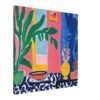 Rama de planta y jarrón con flores en estilo pop art, colorido y contemporáneo, en una escena artística moderna.