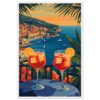 Vasijas de cóctel Aperol en terraza con vista al mar en Costa Amalfitana.