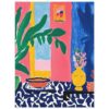 17ddc19a-cabf-4688-837d-d259fb319c5a.jpg Vibrante pintura moderna de naturaleza muerta con flores y plantas en colores intensos.