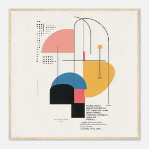 Lámina de arte abstracto con líneas geométricas modernas y colores suaves.