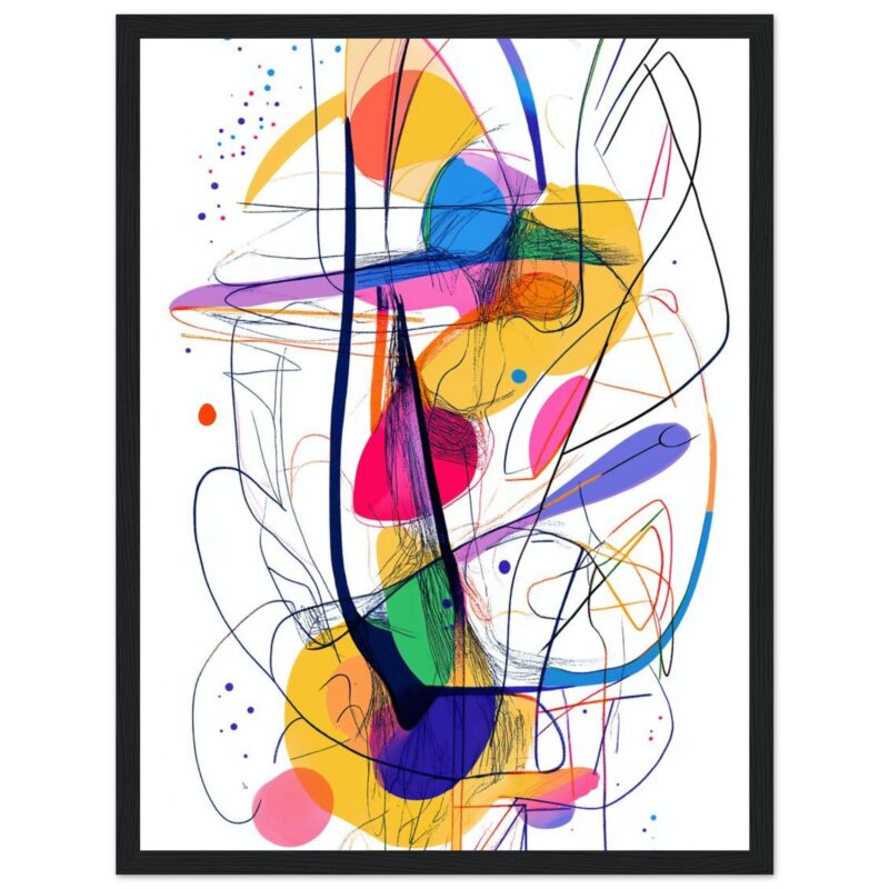 1b0e2683-015f-491a-99cd-bc47fafbd356.jpg Colore abstracto, arte moderno digital, obra artística de línea y formas vibrantes en marco negro.