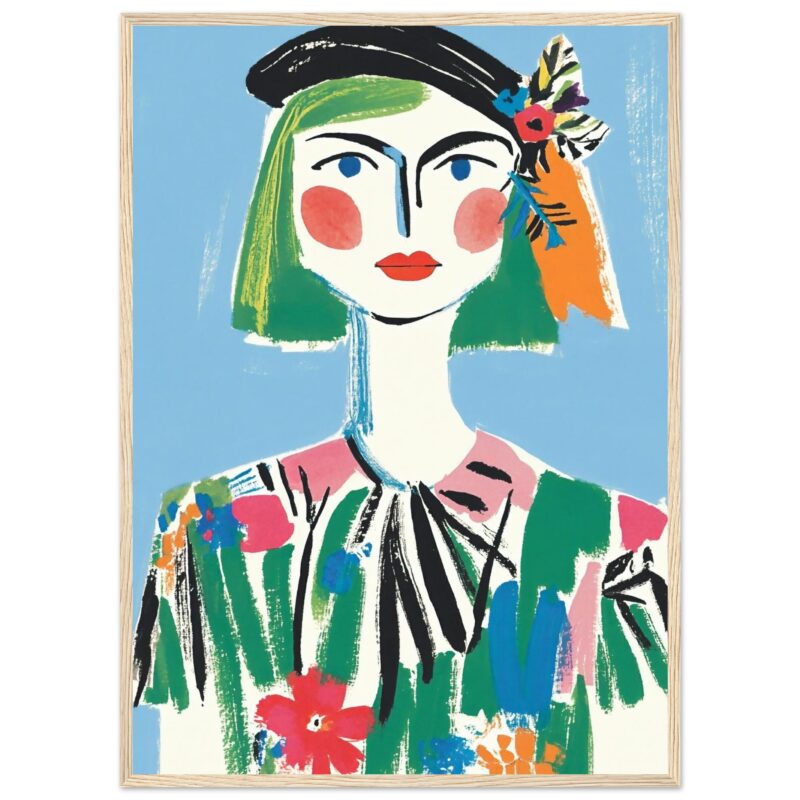 Colaboración artística con Digiart Studio - ilustración moderna y colorida de retrato femenino.