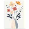 Flores minimalistas en jarrón con estilo de ilustración digital.
