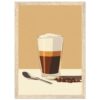 Aromático café con leche en vaso, ilustración digital, estilo minimalista y moderno, para contenido de cafetería o arte digital.