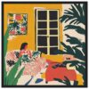 Jarrón con plantas verdes y animales, arte contemporáneo, decoración moderna para interiores.