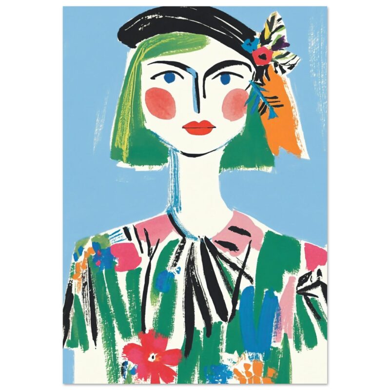 Retrato artístico de mujer con estilo moderno y colorido, obra de Digiart Studio, ilustración digital creativa.