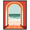 Sombrero del mar en vista desde una ventana con arco y vista al océano.
