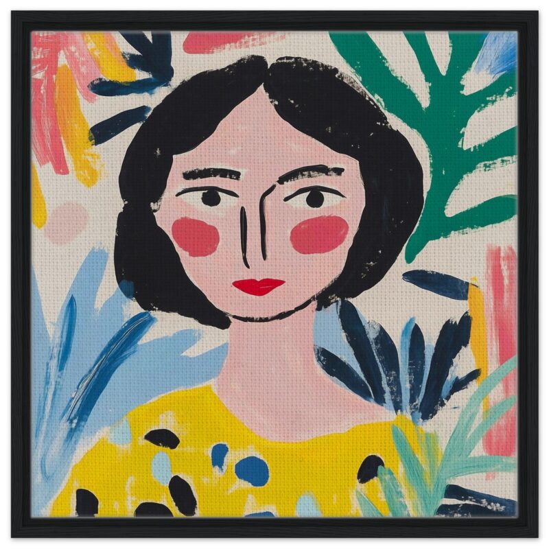 29b23431-b091-41e5-8b51-04911519fe98.jpg Dibujo artístico de retrato de mujer con estilo abstracto y colores vibrantes.