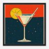 Vaso cóctel con limón, arte digital moderno, estilo pop art, decoración de pared artística, ilustración de bebida refrescante.