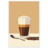 Delicia de café con crema en vaso alto, ilustración digital de Café y postres, arte vectorial para restaurantes y cafeterías.