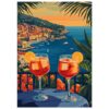Bebidas con vista panorámica de la costa y el mar en la localidad italiana.