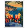 Vistas pintadas de la costa de Cinque Terre con dos copas de Aperol Spritz al atardecer.