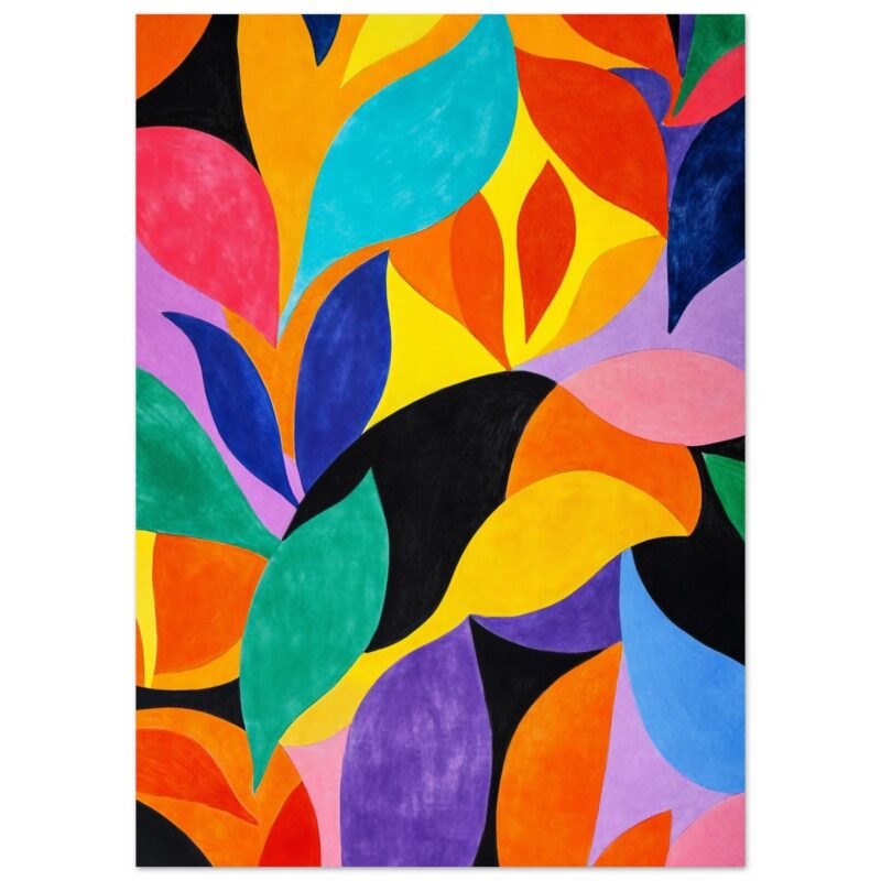 Colores vibrantes y formas abstractas en pintura moderna de Digiart Studio.
