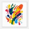 Vibrante obra de arte digital con acuarelas de colores en movimiento.