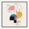 - Forma abstracta, diseño minimalista de líneas geométricas y colores suaves.