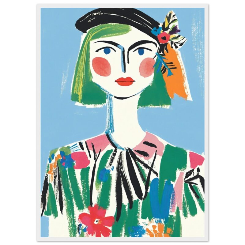 Rostro de mujer con retrato abstracto de estilo moderno y vibrante, inspirado en arte digital y diseño creativo.
