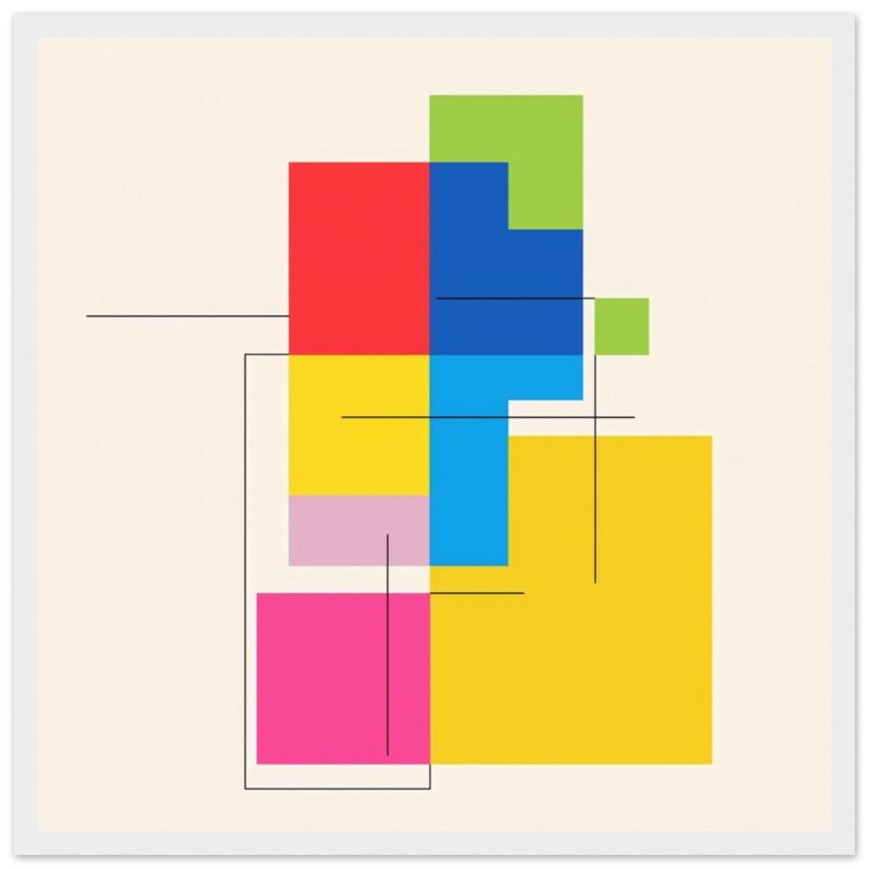 Colores vibrantes y formas geométricas en diseño de arte digital abstracto.