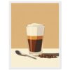 Espresso con leche en vaso, crema y granos de café, ilustración digital artística.