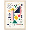 Coloreada obra de arte abstracta con formas geométricas y patrones modernos.