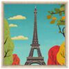 Torre Eiffel en estilo artístico digital con árboles en otoño y cielo azul brillante.