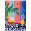 3d4ded25-c81a-4531-8ab0-4c5d1b856372.jpg Colores vibrantes en pintura moderna con plantas y jarrones en interior artístico.
