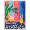 41b8f930-e285-41a0-9b62-aa76ceed9338.jpg Rama con plantas y jarrón con flores en estilo abstracto y colores vibrantes.