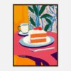 Tarta de zanahoria con nata y frutas rojas en estilo artístico digital.