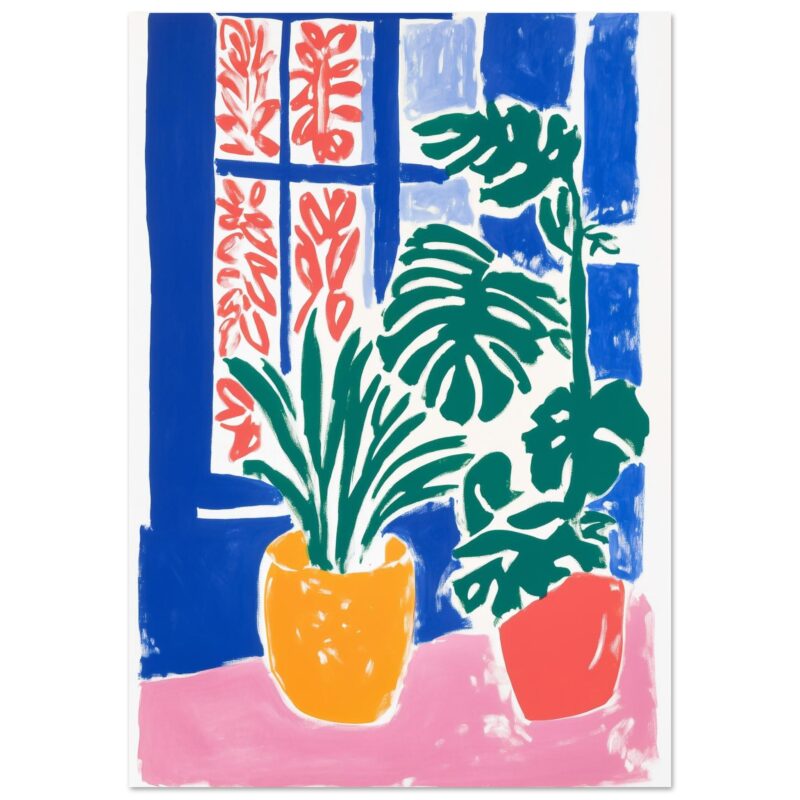427e30d4-7b95-4ed3-9862-11da0270717d.jpg Colores vibrantes de plantas en macetas junto a ventana de colores vivos.