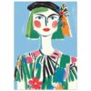 Dibujo de retrato femenino en estilo abstracto, arte digital colorido y vibrante, ilustración moderna y artística para decoración creativa.