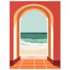 Atajo a vista de una ventana con vista al mar en estilo ilustración moderna.