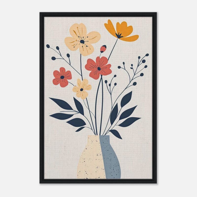 Flores de arte enmarcadas en estilo contemporáneo, decoración moderna y exhibición artística digital.