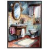 Reflejo de estilo vintage en interiorismo del baño con detalles ornamentales y flores frescas.