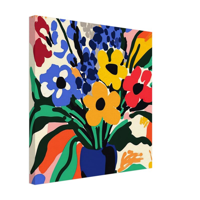 Flores abstractas colores vibrantes en lienzo para decoración moderna.