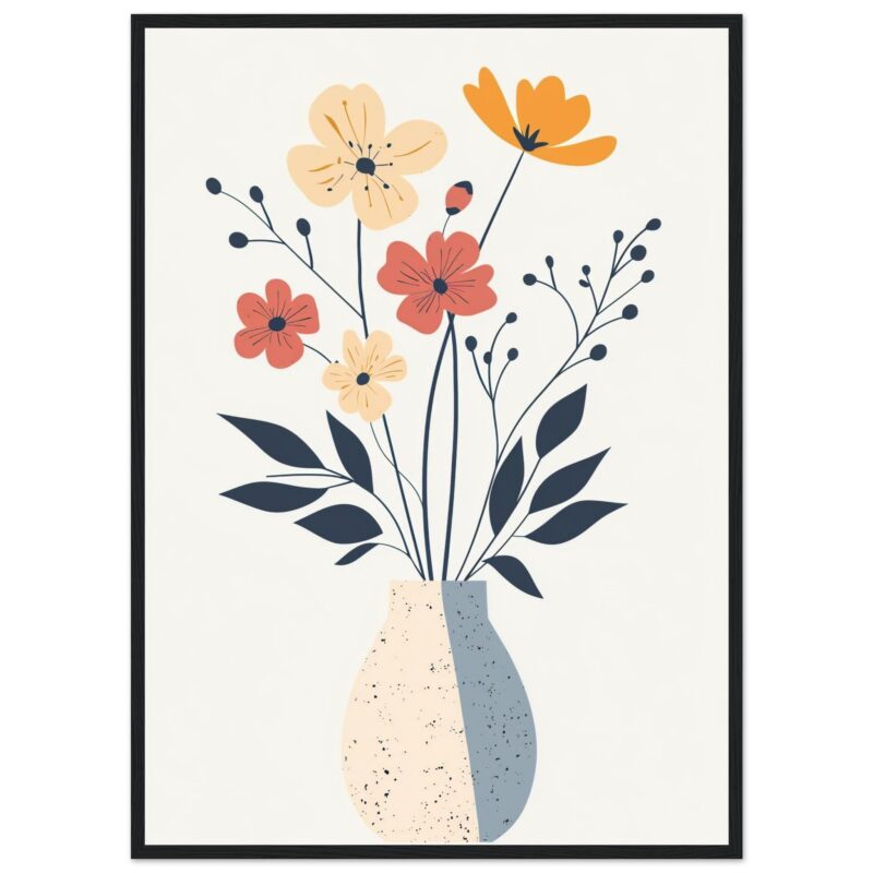 Florero con flores minimalista en estilo moderno para decoración de interiores.