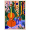 Vibor de violín sobre fondo de naturaleza colorida.