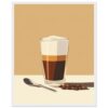 Café con capas en vaso con leche espumada y granos de café, ilustración digital de Starbucks.
