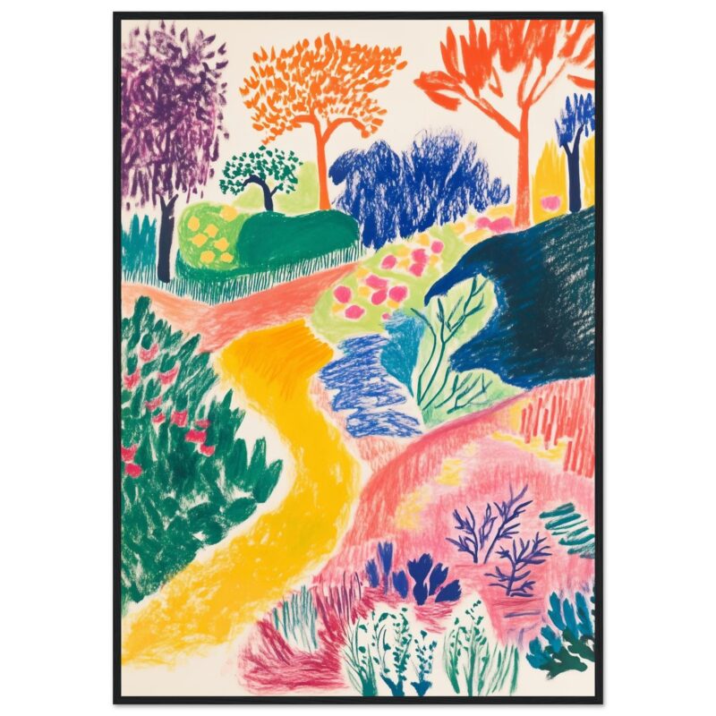 Colores vibrantes y naturaleza artística en pintura moderna de estilo abstracto.