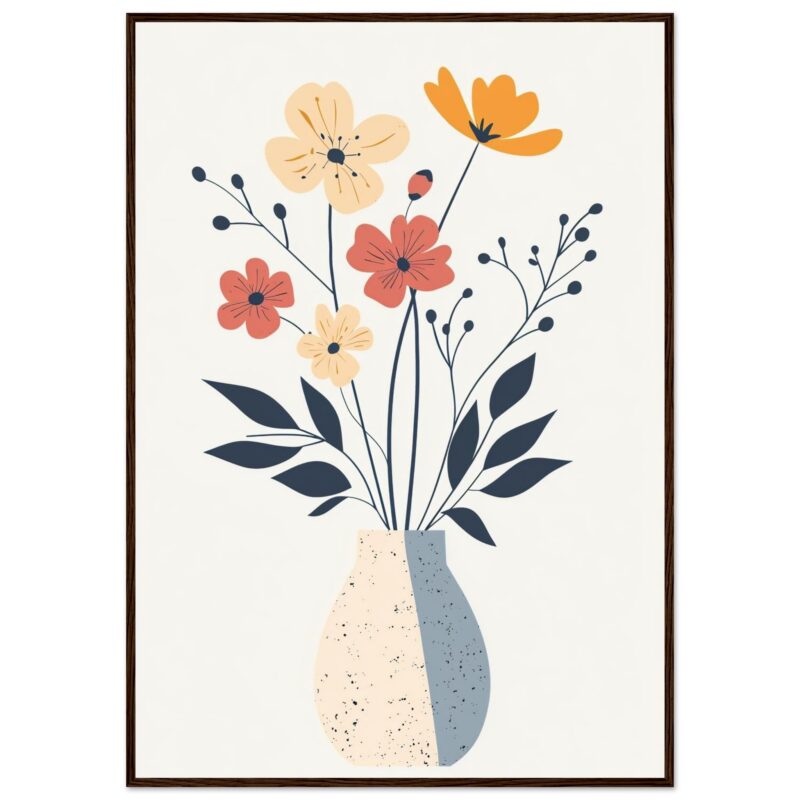 Flores en jarrón decorativo dibujo estilo minimalista pintura digital.