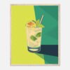 Refresco de limón con menta y hielo, ilustración digital, bebida refrescante, estilo moderno y colorido, promoción de bebidas tropicales.