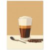 Bebida de café con leche y espuma en vaso artístico digital.