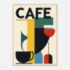 Lona decorativa moderna con arte abstracto y temática de café, ideal para interiorismo y decoración de cafeterías.